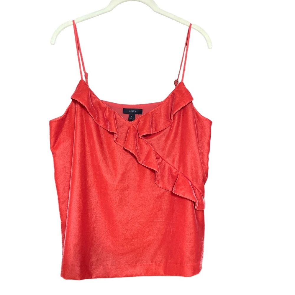 J. Crew Poppy Velvet Ruffled Tank